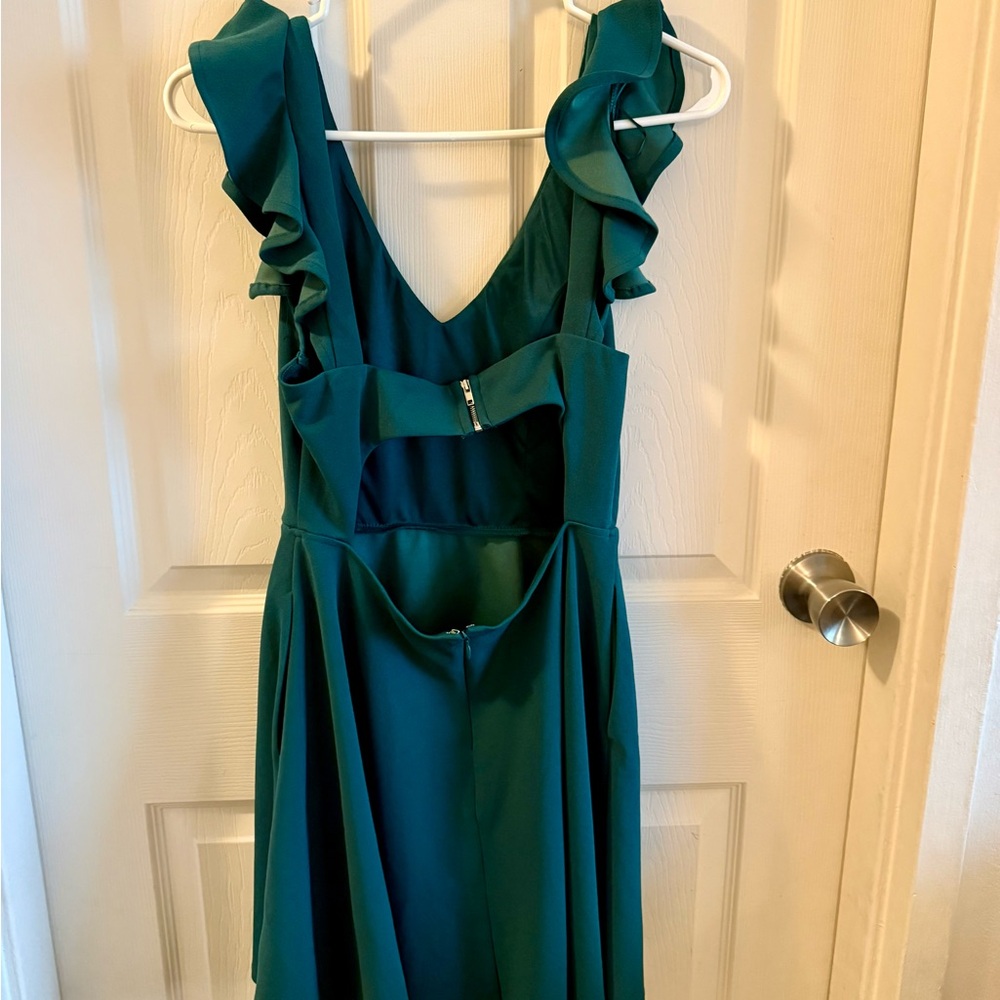 Francesca Emerald Ruffle Mini Dress - Picture 2 of 4